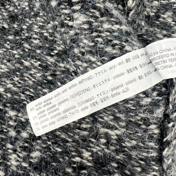 ZARA S Alpaca Blend Belted Cardigan Gray Marled Knit Fuzzy Cozy Wrap - Picture 4 of 9